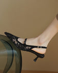 Elira™| Embroidered Mesh Heels