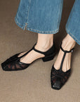 Caylin™| Braided T-Strap Heels