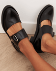 Canelle™| Black Buckle Loafers