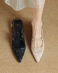 Elira™| Embroidered Mesh Heels