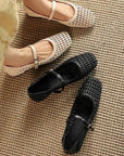 Mara™| Textured Strap Pumps