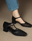 Caylin™| Braided T-Strap Heels