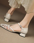 Caylin™| Braided T-Strap Heels