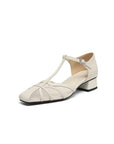 Caylin™| Braided T-Strap Heels