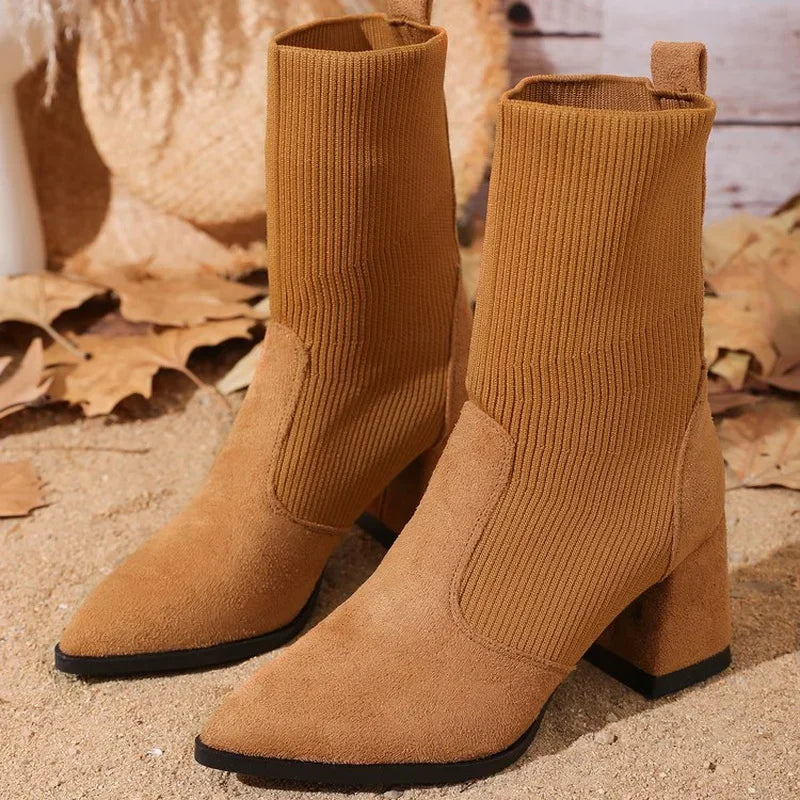 Harlow™| Knitted Leather Boots